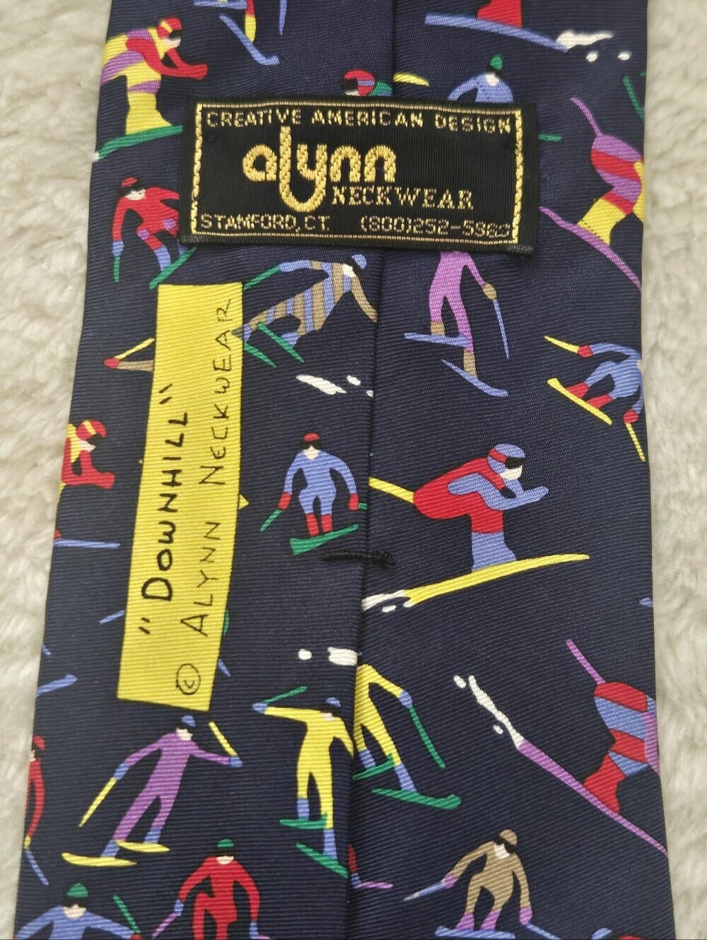 Allyn Neckwear "Downhill" Alpine Ski 100% Silk Tie, Made in USA - Picture 5 of 5